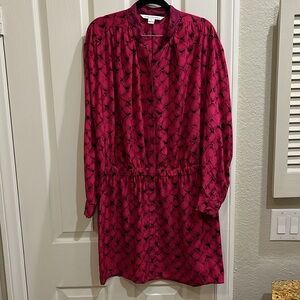 DIANE VON FURSTENBERG 100% SILK DRESS Deandra Alligator Pink Dahlia Size 8